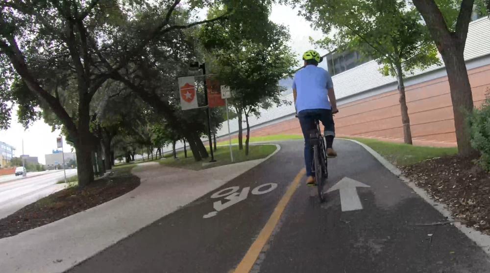 bike rider on shared bike path at medical center