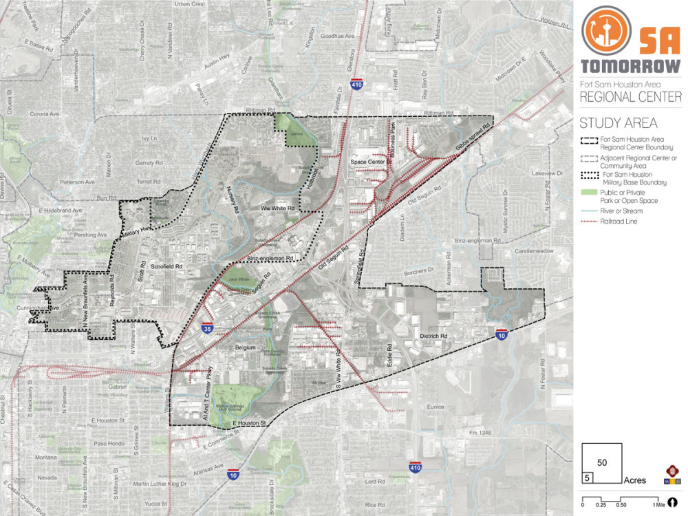 Mapa del área de Fort Sam Houston